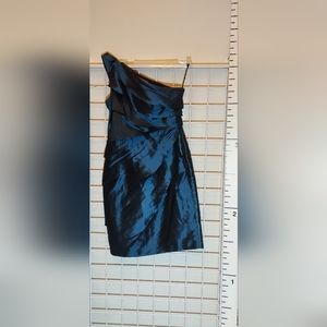 London Times | Blue One Shoulder Lined Dress | Size 4 | 100% Polyester